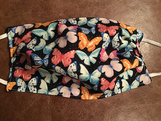 Handmade reversible face mask with butterflies